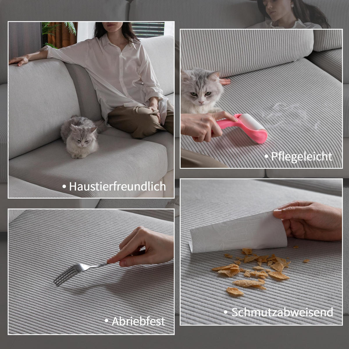 SOFABEZUG Hohe Elastizität, Rutschfeste, Grau 1 Stück - Grau, Textil (85/135cm) - Kaket