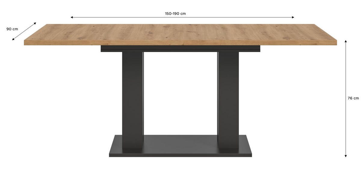 ESSTISCH MOTION (B/H/T: ca. 150/76/90 cm) in grau/Artisan Oak Nachbildung - Grau, Holzwerkstoff (90/150/76cm)