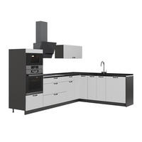 KUHINJA U OBLIKU SLOVA L Fame-Line, Bijela Seoska/Antracit, 287 x 207 cm, RP Antracit - bijela/antracit, drvni materijal (287/153.6/60cm) - Vicco
