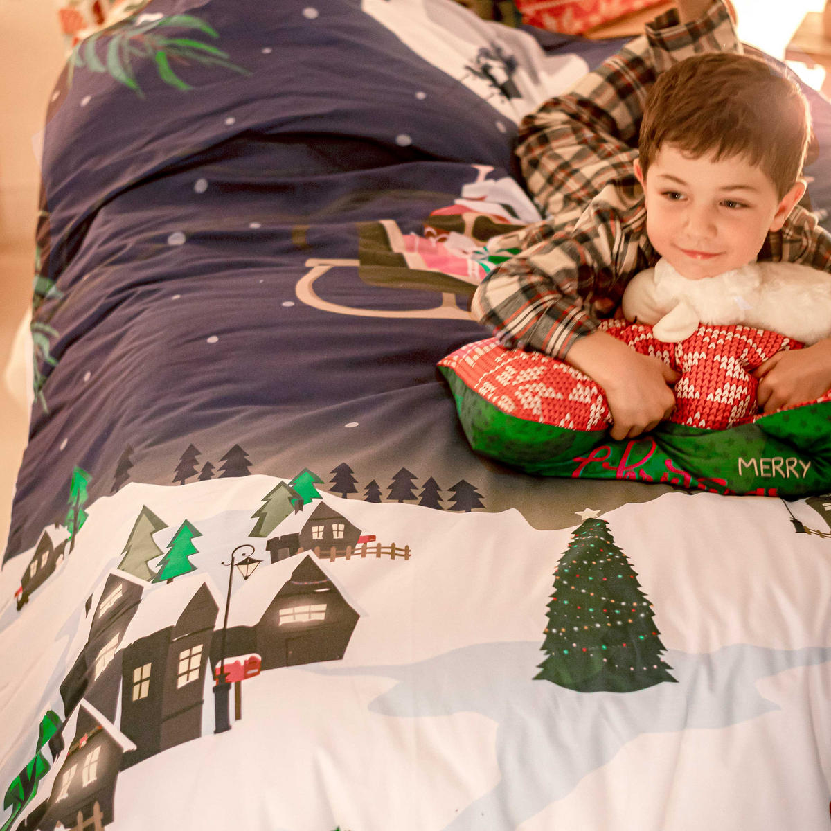 BETTBEZUG 2er-Set teiliges merry christmas 135/140x200 cm (standardgrösse) mehrfarbig - Multicolor, Textil (140/200cm) - Happy Friday
