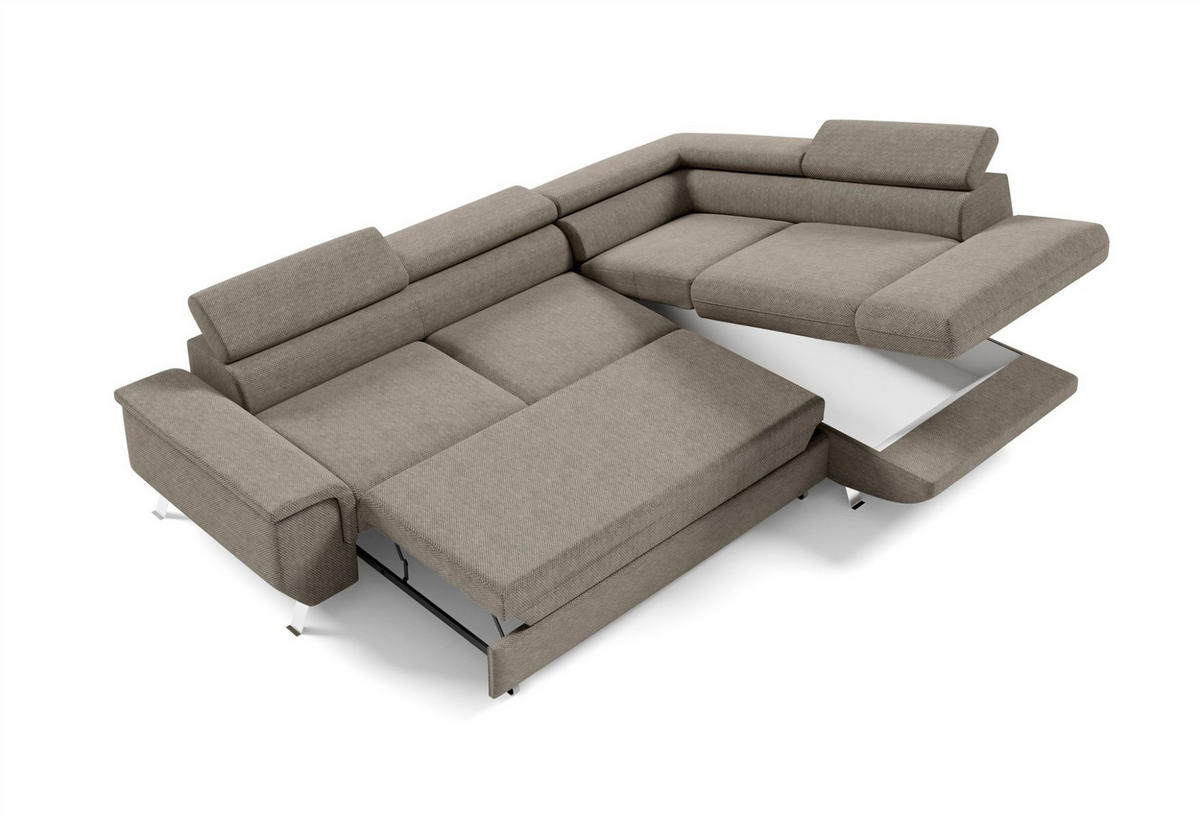 ECKSOFA Plato Mit Schlaffunktion - Hellgrau, Holzwerkstoff/Textil (202/268cm) - Fun Möbel