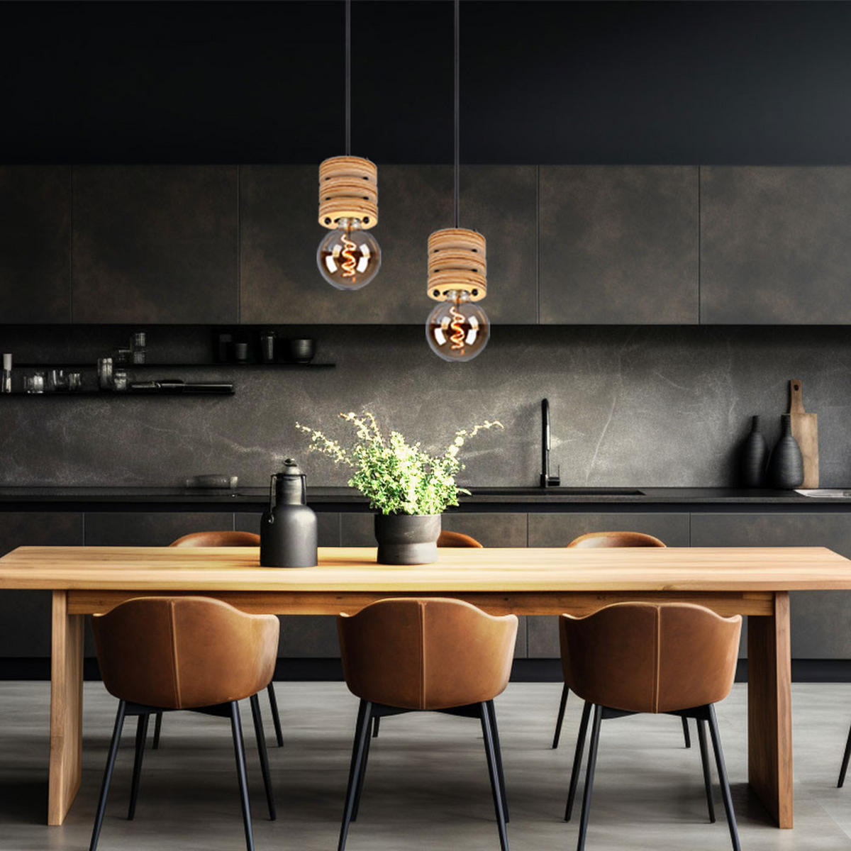 HÄNGELEUCHTE ANGELINE Metall Schwarz 2er Set - Schwarz, Metall (12/12/120cm) - Globo Lighting