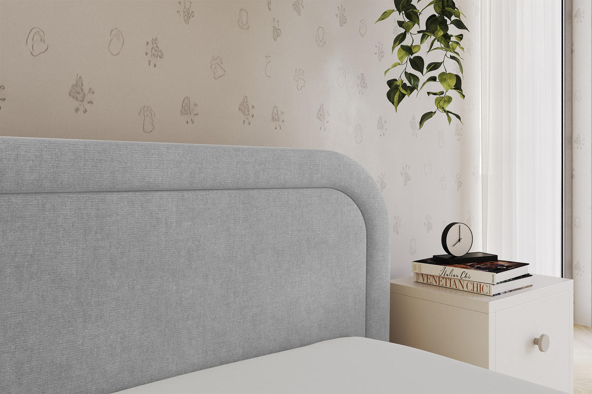 EINZELLBETT Jugendbett mit Bettkasten, Links - JOVY 80x200 Grau - Hellgrau, Holzwerkstoff/Textil (80/200cm) - ALTDECOR