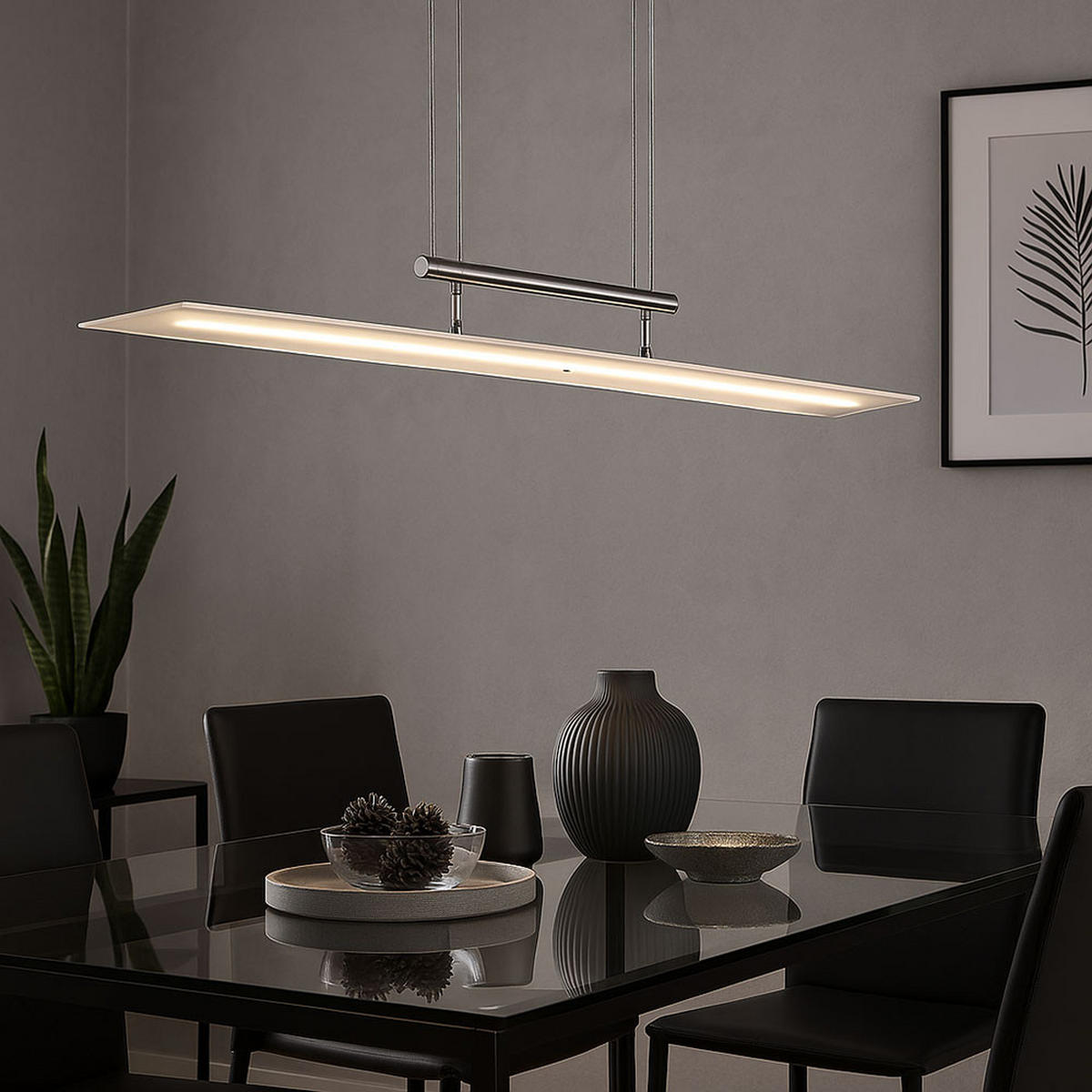 LED HÄNGELEUCHTE Chrom Silber satiniert - Silberfarben, Metall (98.5/9.8/160cm)