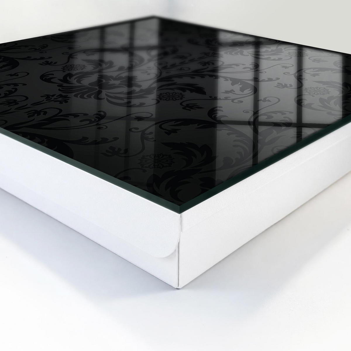 SCHLÜSSELBOX Weiß 30x30 cm – Türöffnung nach rechts - Klassischer Schmuck - Schwarz, Metall (30/30/5cm) - TULUP