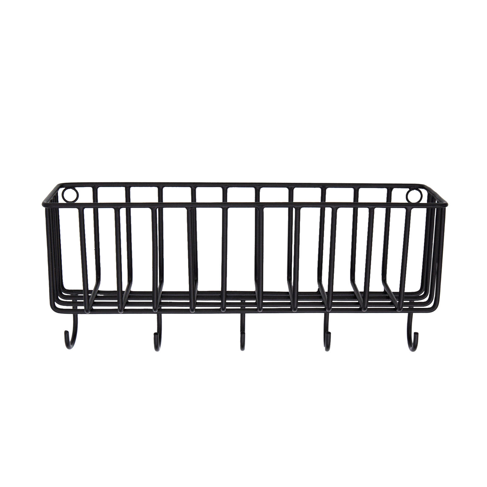 AUFBEWAHRUNGSKORB Fynn mit Haken in Schwarz 30/13 cm - Schwarz, Metall (8/13/30cm) - LaLe Living