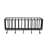 AUFBEWAHRUNGSKORB Fynn mit Haken in Schwarz 30/13 cm - Schwarz, Metall (8/13/30cm) - LaLe Living