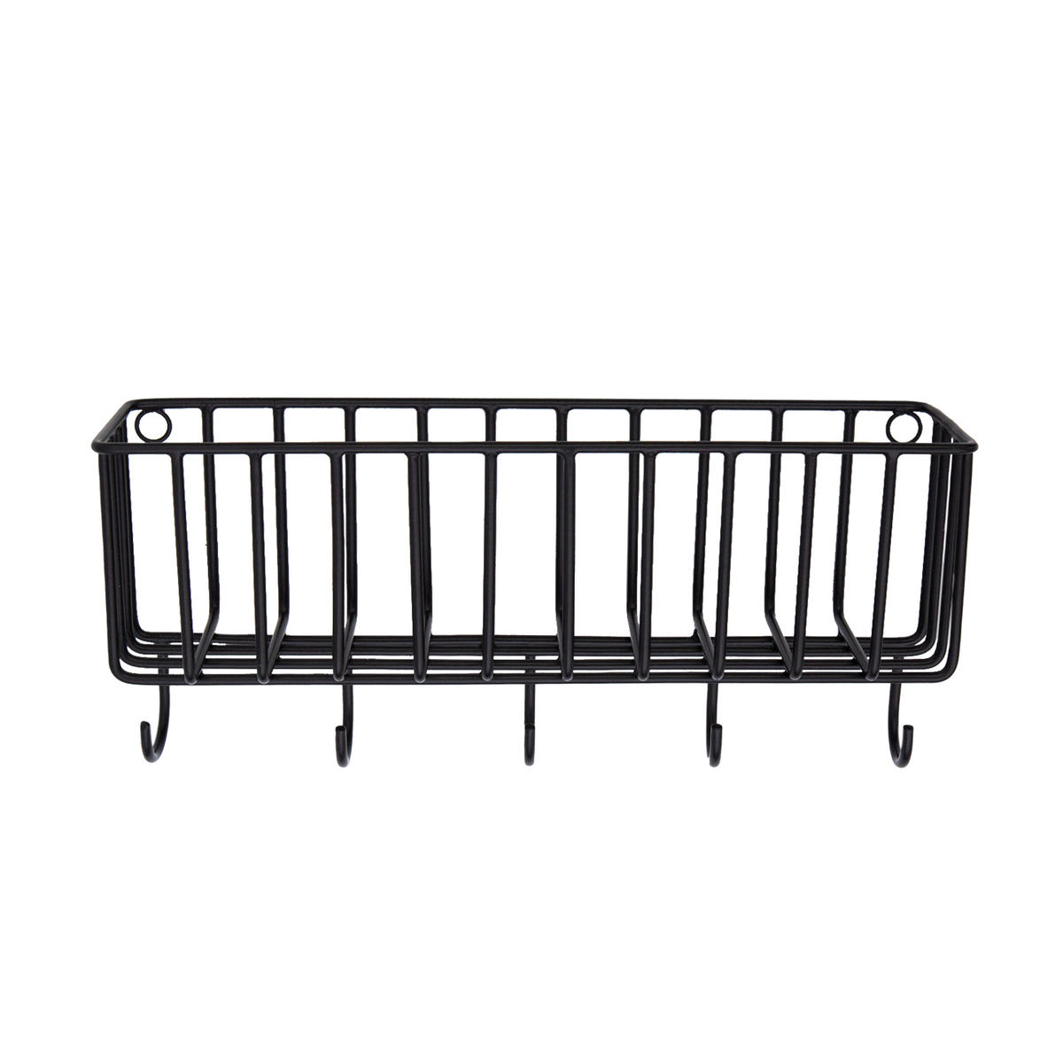 AUFBEWAHRUNGSKORB Fynn mit Haken in Schwarz 30/13 cm - Schwarz, Metall (8/13/30cm) - LaLe Living