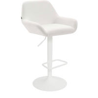 BARHOCKER Detmold 89-109x51x52 cm weiß - Weiß, Leder (51/89/52cm) - furnicato