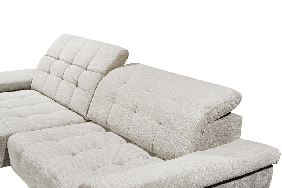 ECKSCHLAFSOFA mit Schlaffunktion & elektrischer Sitztiefenverstellung - Beige/Silberfarben, Holz/Kunststoff (297/170cm) - ed exciting design