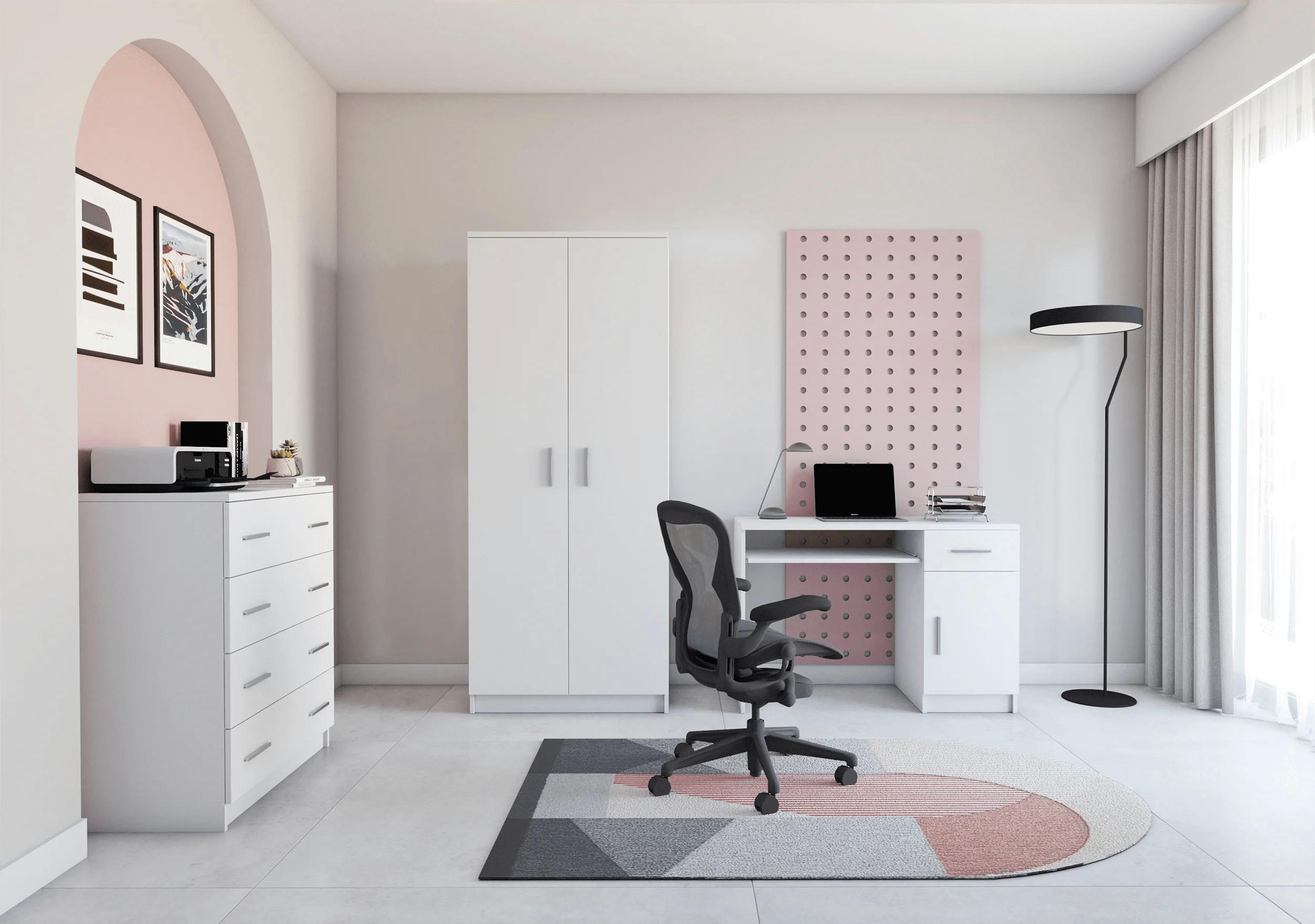 JUGENDZIMMER Arivo in Weiß 3 teilig Kinderzimmer Komplett Set mit Kleiderschrank, Schreibtisch und Kommode - Weiß, Holzwerkstoff (80/200/120cm)