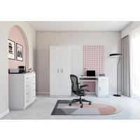 JUGENDZIMMER Arivo in Weiß 3 teilig Kinderzimmer Komplett Set mit Kleiderschrank, Schreibtisch und Kommode - Weiß, Holzwerkstoff (80/200/120cm)