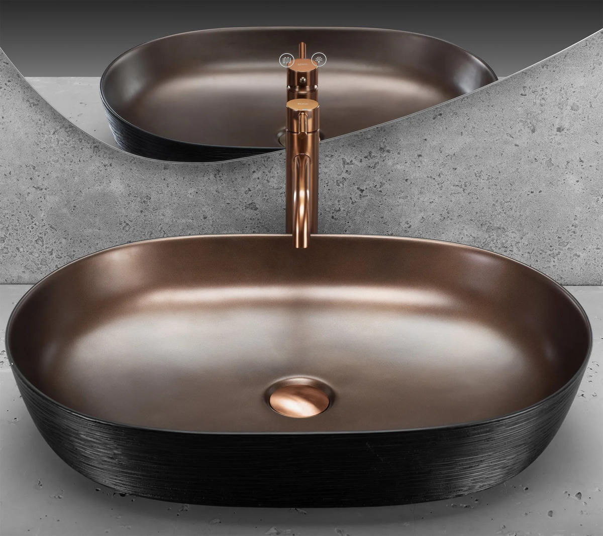 AUFSATZWASCHBECKEN Cleo 61 Copper Bush / Black – Rea - Kupferfarben, Keramik (41/14/60.5cm) - REA