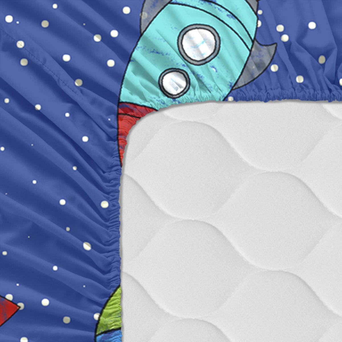 SPANNBETTTUCH space rocket 60x120x14 cm (kinderbett) mehrfarbig - Multicolor, Textil (60/120cm) - Happy Friday
