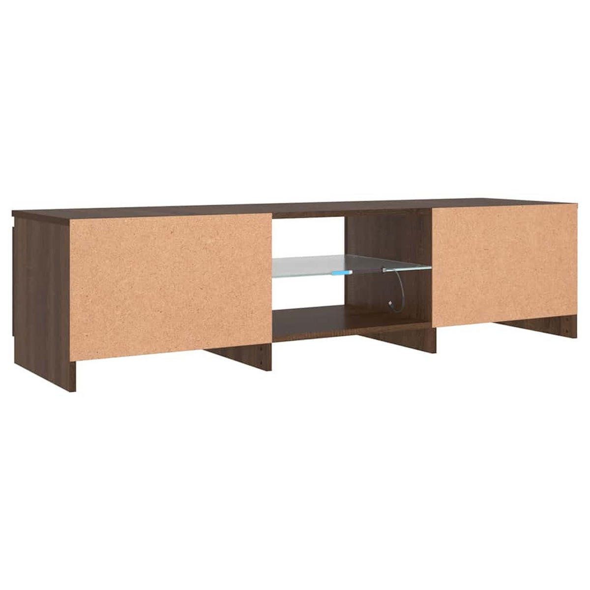 LOWBOARD mit Led-Leuchten 140/40/36 cm aus Holzwerkstoff in Braun Eichen-Optik Dekor - Dunkelbraun, Holz (140/36/40cm) - vidaXL