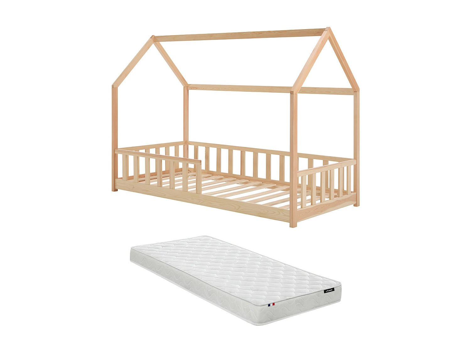 HAUSBETT - 1 Person - holz - naturfarben hell Martevi - Naturfarben, Holz (90/190cm) - Vente-Unique