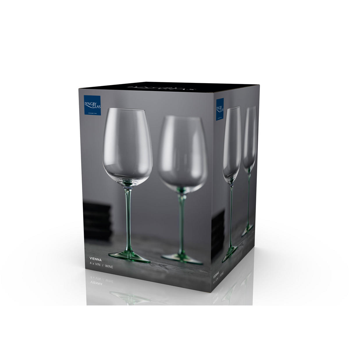 WEINGLAS Vienna 4er Set, Glas, Grün, 530 ml - Grün, Glas (0.53L) - Lyngby Glas