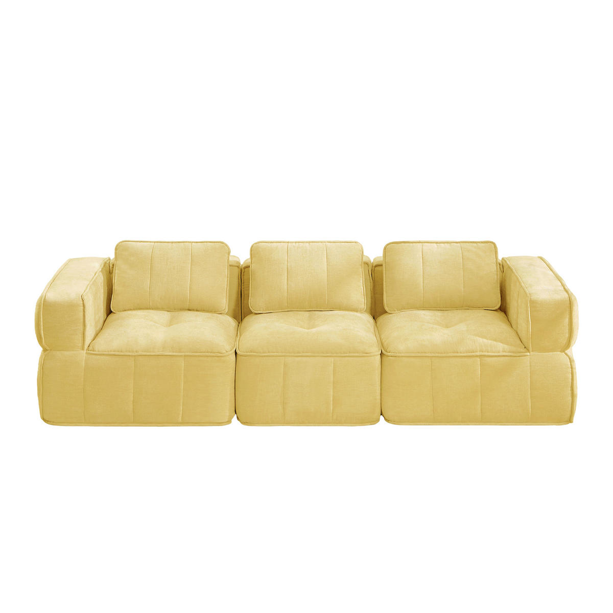 3-SITZER-SOFA DE-34428 mit stützenloses Design Gelb - Gelb, Textil (93/67/271cm) - ComfortXL