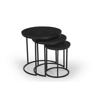 COUCHTISCH rund 3er-Set aus Mangoholz, schwarz - Schwarz, Holz (45/45/45cm) - Giga Meubel