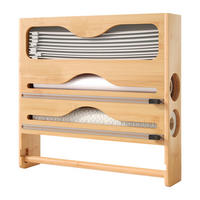 WANDROLLENHALTER - Hellbraun, Holz/Kunststoff (34.5/33/7cm) - Relaxdays