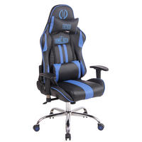 CHEFSESSEL Lederlook Schwarz/Blau - Blau/Schwarz, Textil/Metall (67/128/51cm) - CLP