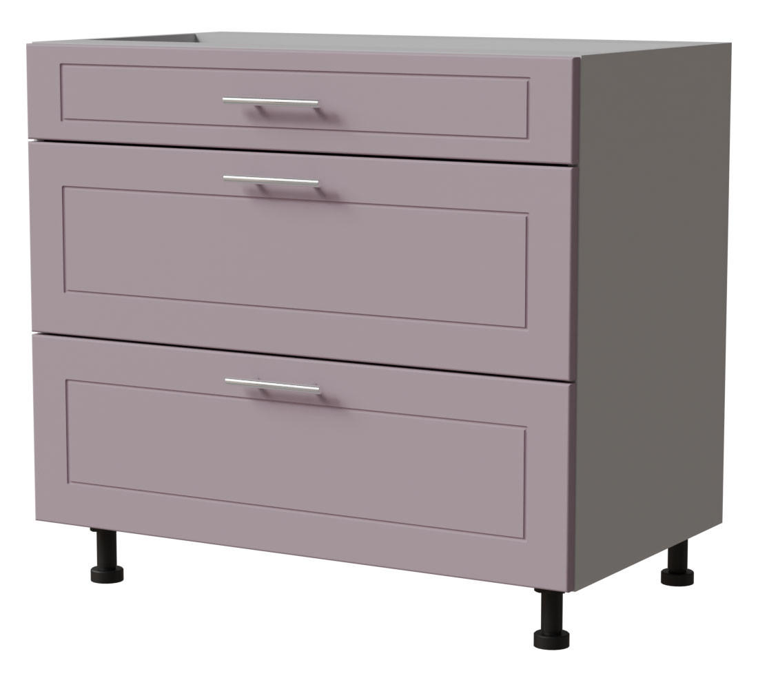 SCHUBLADENUNTERSCHRANK Bari D3/90 Grau / RAL 4009 pastellviolett 90 / 50 / 82cm Blum Teilauszug - Violett/Grau, Holz/Holzwerkstoff (90/82/50cm) - Feldmann-Wohnen