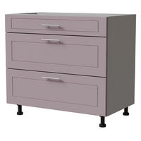 SCHUBLADENUNTERSCHRANK Bari D3/90 Grau / RAL 4009 pastellviolett 90 / 50 / 82cm REJS Vollauszug - Violett/Grau, Holz/Holzwerkstoff (90/82/50cm) - Feldmann-Wohnen
