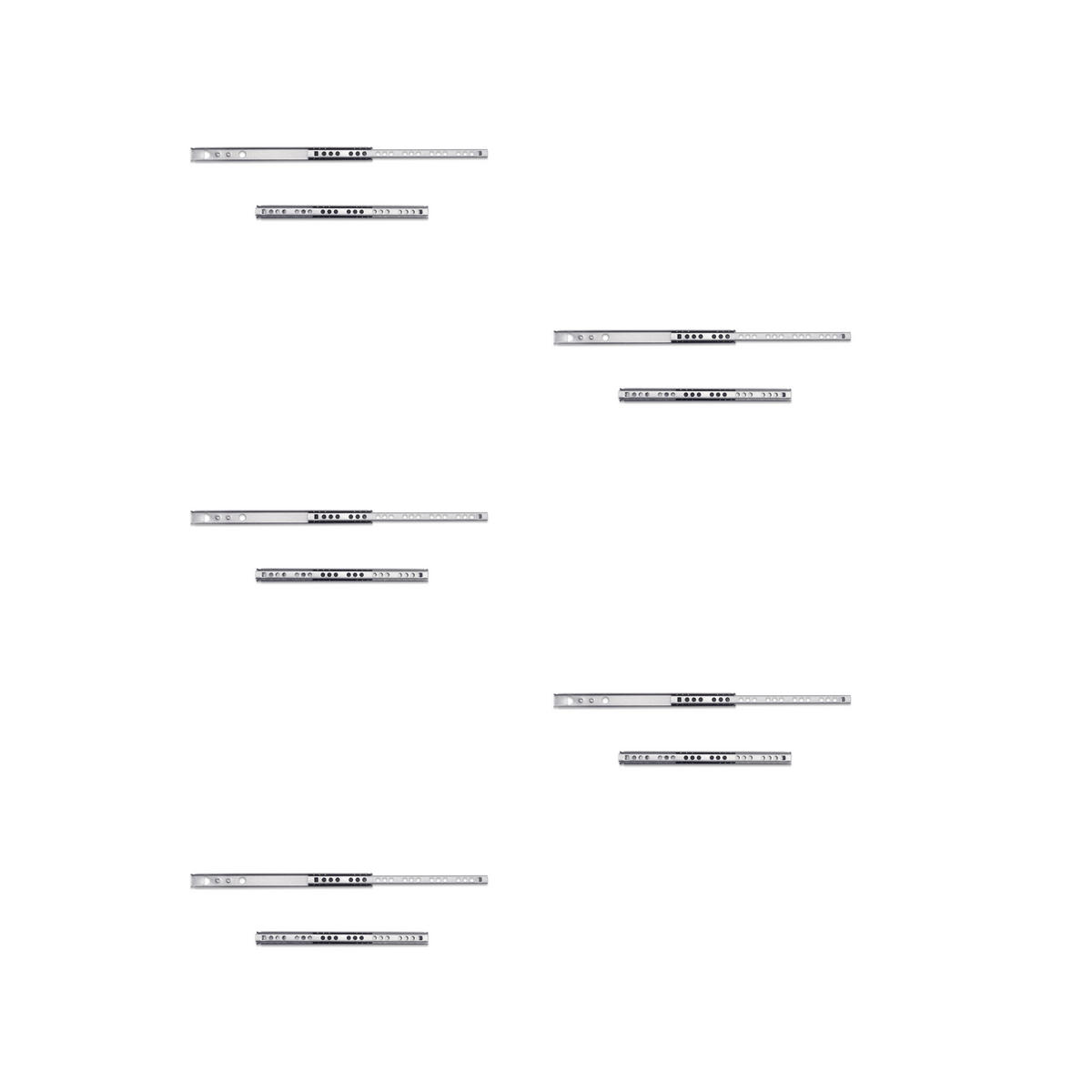 KUGELFÜHRUNGEN Höhe 17mm, TeilVollauszug, Verzinkt 5er-set - Zinkfarben, Metall (1/2/21.4cm) - EMUCA