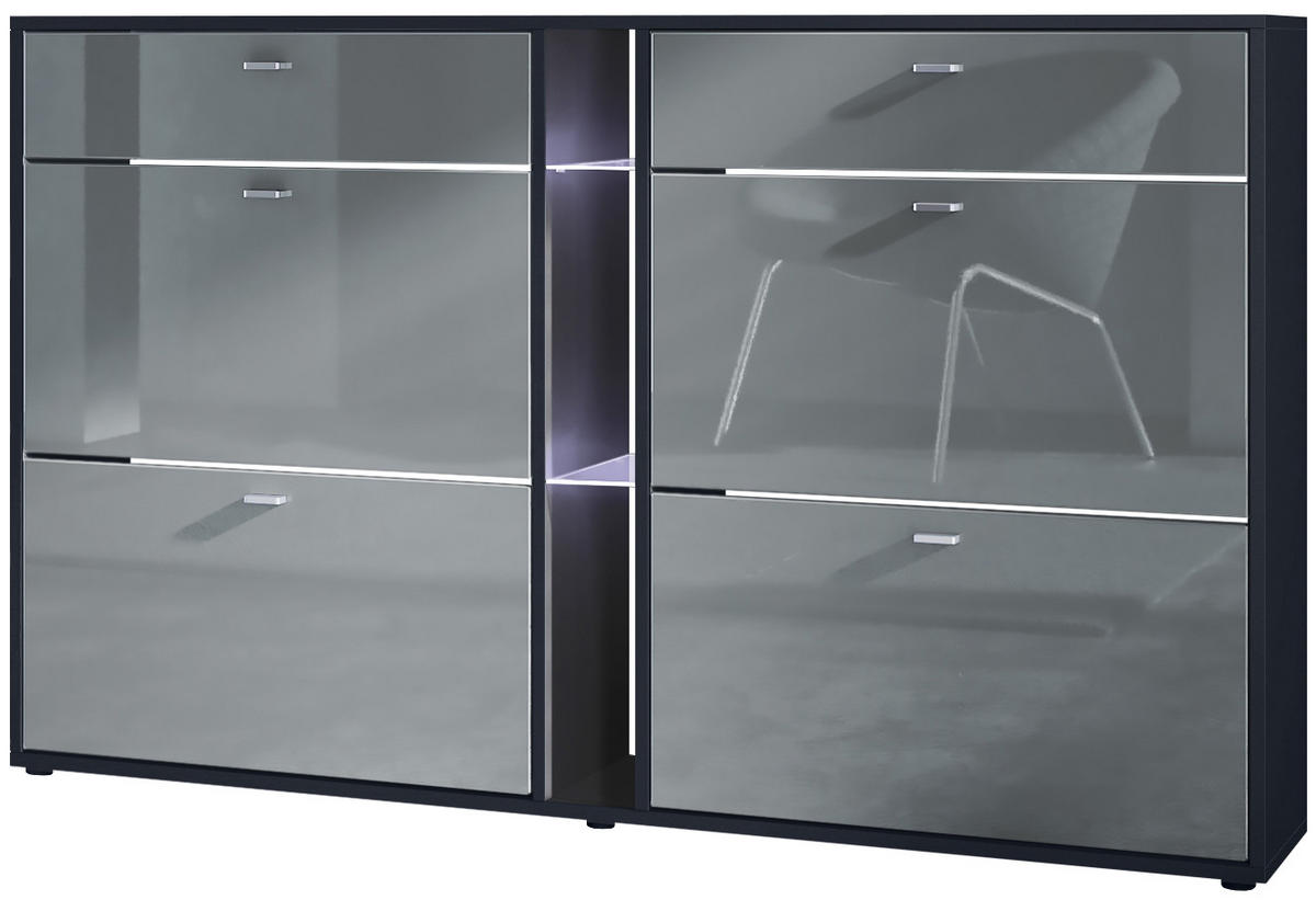 SCHUHSCHRANK Today Fronten in Grau Hochglanz - Grau, Holzwerkstoff (155.5/95/28cm) - Vladon