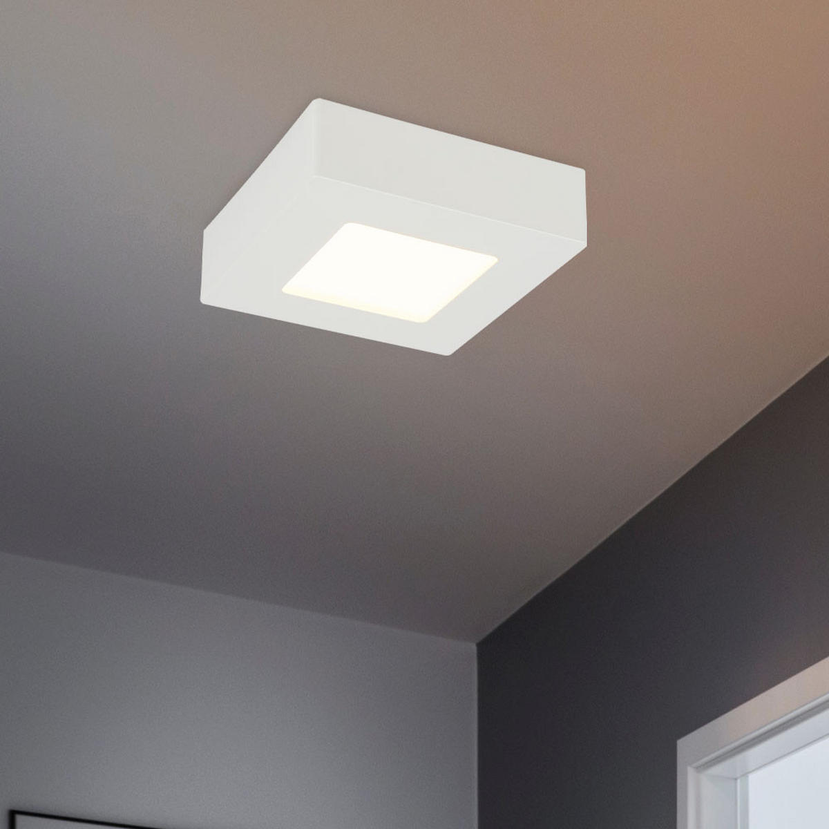 LED DECKENLEUCHTE Kunststoff Weiß - Weiß, Kunststoff (12.2/12.2/3.5cm) - Globo Lighting