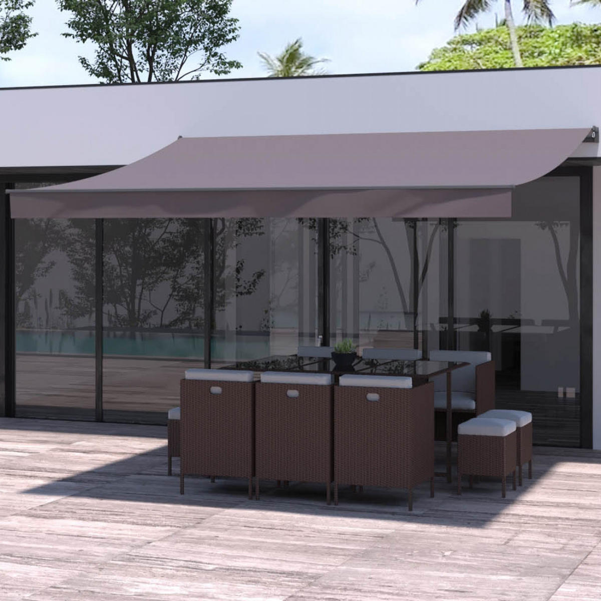 MARKISE adro taupe fris 4 x 3 m aus aluminium manuell - Taupe, Metall (300/400cm) - Concept Usine