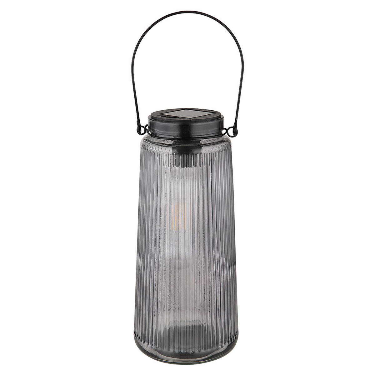 LED AUSSENLEUCHTE Solar Laterne Schwarz - Schwarz, Glas (11.5/11.5/25cm) - Globo Lighting