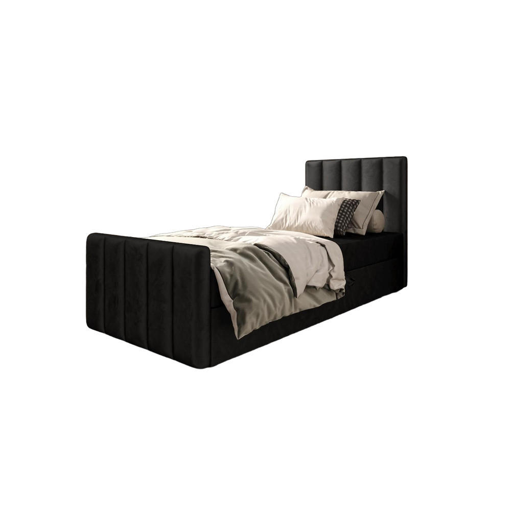 BOXBETT Adelle V Schwarz 90x200 cm - Schwarz, Textil (90/200cm) - B&B Home