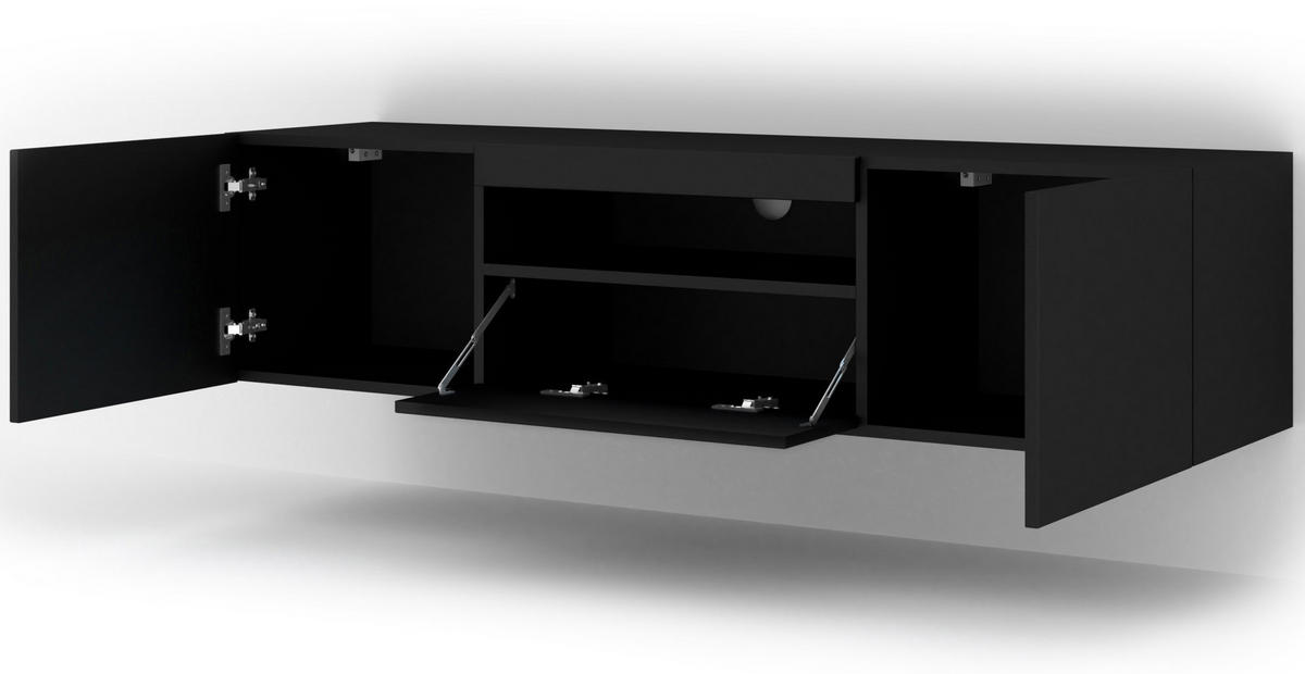 TV LOWBOARD Schwarz 150/42/37 - Schwarz, Holzwerkstoff (150/42/37cm) - RAUMHIRSCH FURNITURE