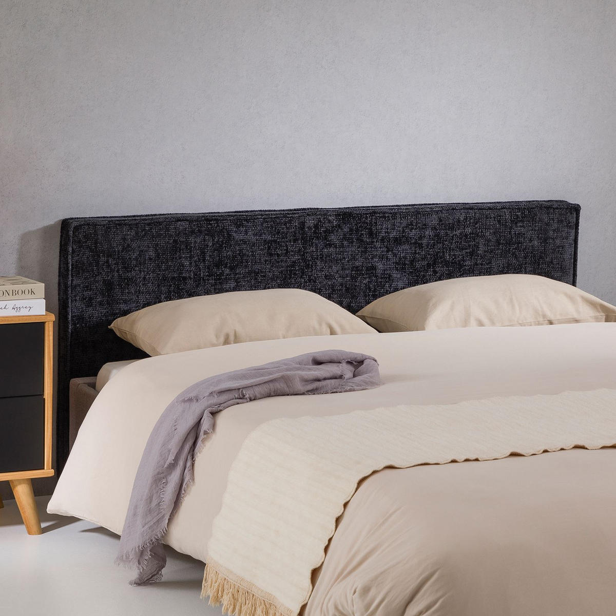 KOPFTEIL MIRENN 140X190 CM - Schwarz, Textil (141/69/6cm) - IDIMEX