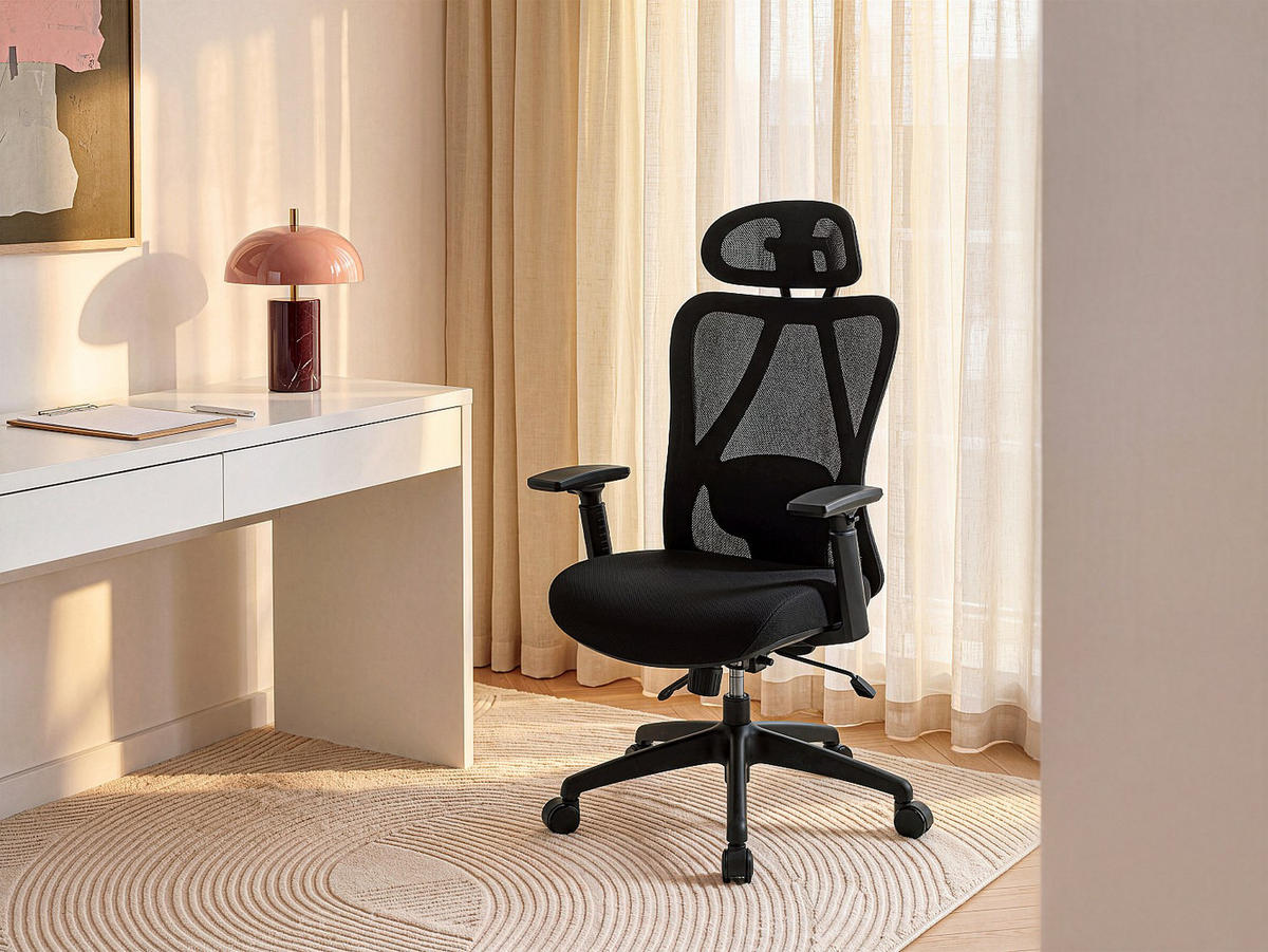 BÜROSESSEL - 63 x 67 - stoff - schwarz Sorlita - Schwarz, Textil (63/121/67cm) - Vente-Unique