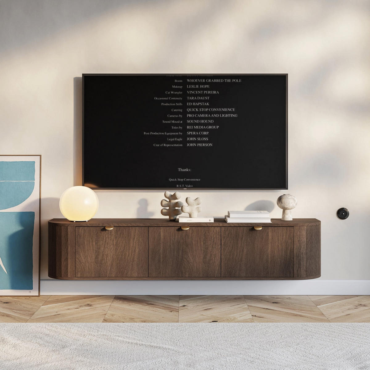 TV stolek Coru, dub, 175 cm - tmavě hnědá, kov/kompozitní dřevo (175.4/35/39.1cm) - Selsey