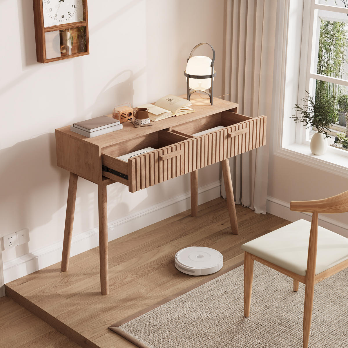 KONSOLE geriffelt Holz braun - Naturfarben, Holz (35/80/100cm) - LEBENLANG