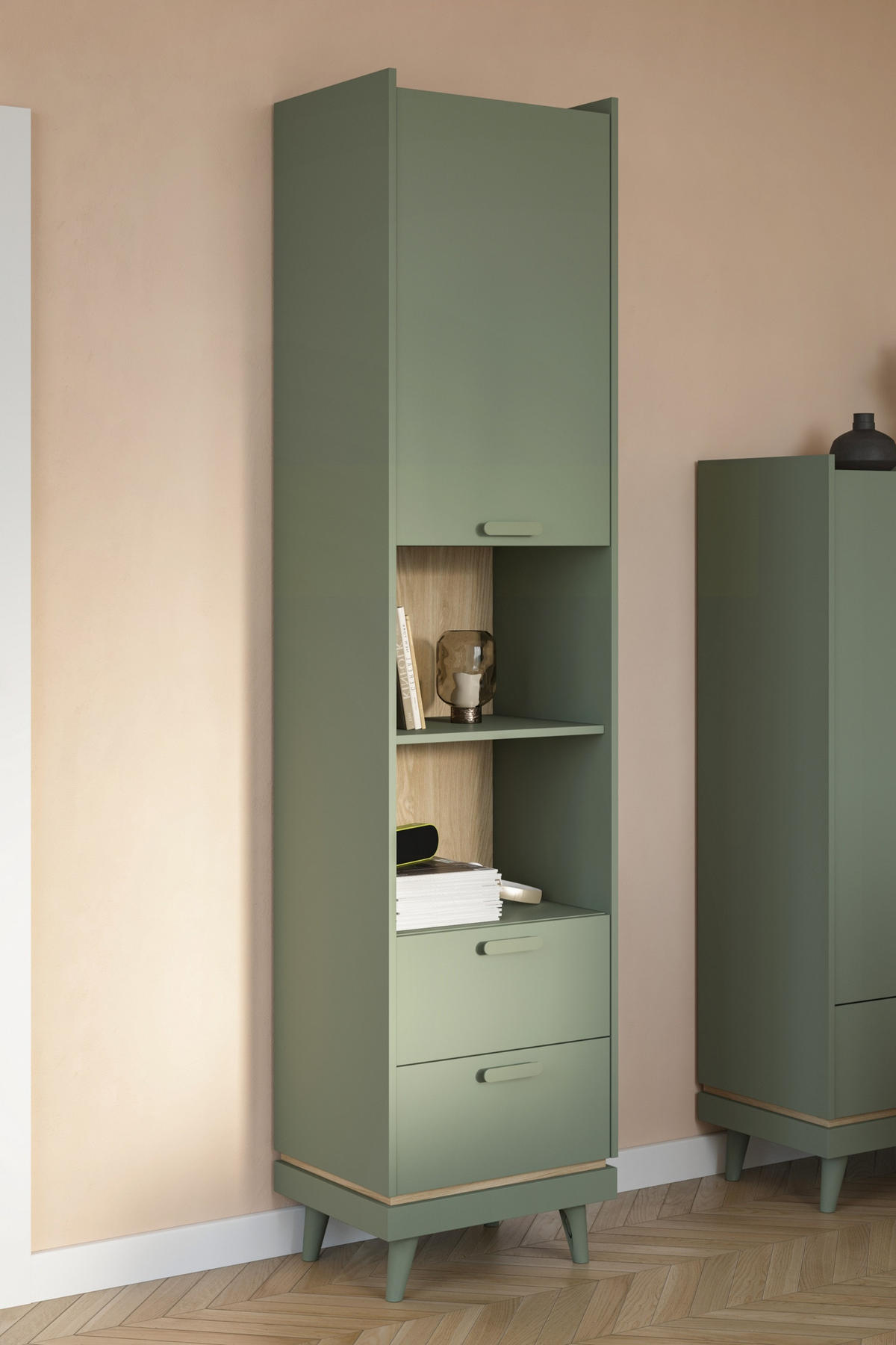 BÜCHERREGAL ACARA 50x40x215 cm, Regal Hellgrün - Hellgrün, Holzwerkstoff (50/215/40cm) - MASSENO