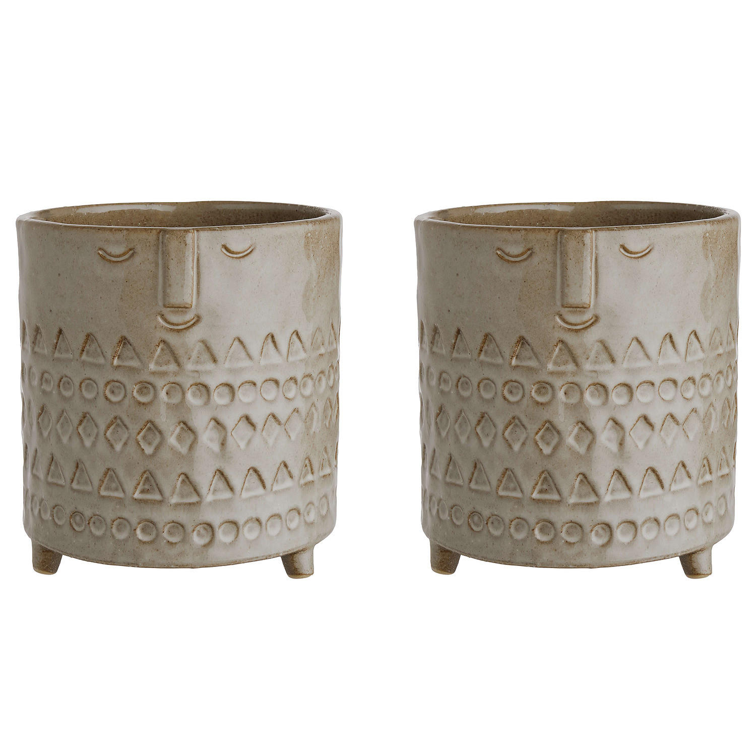 BLUMENTOPF (2er Set) Ethno - Braun, Keramik (15cm) - Butlers