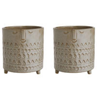 BLUMENTOPF (2er Set) Ethno - Braun, Keramik (15cm) - Butlers