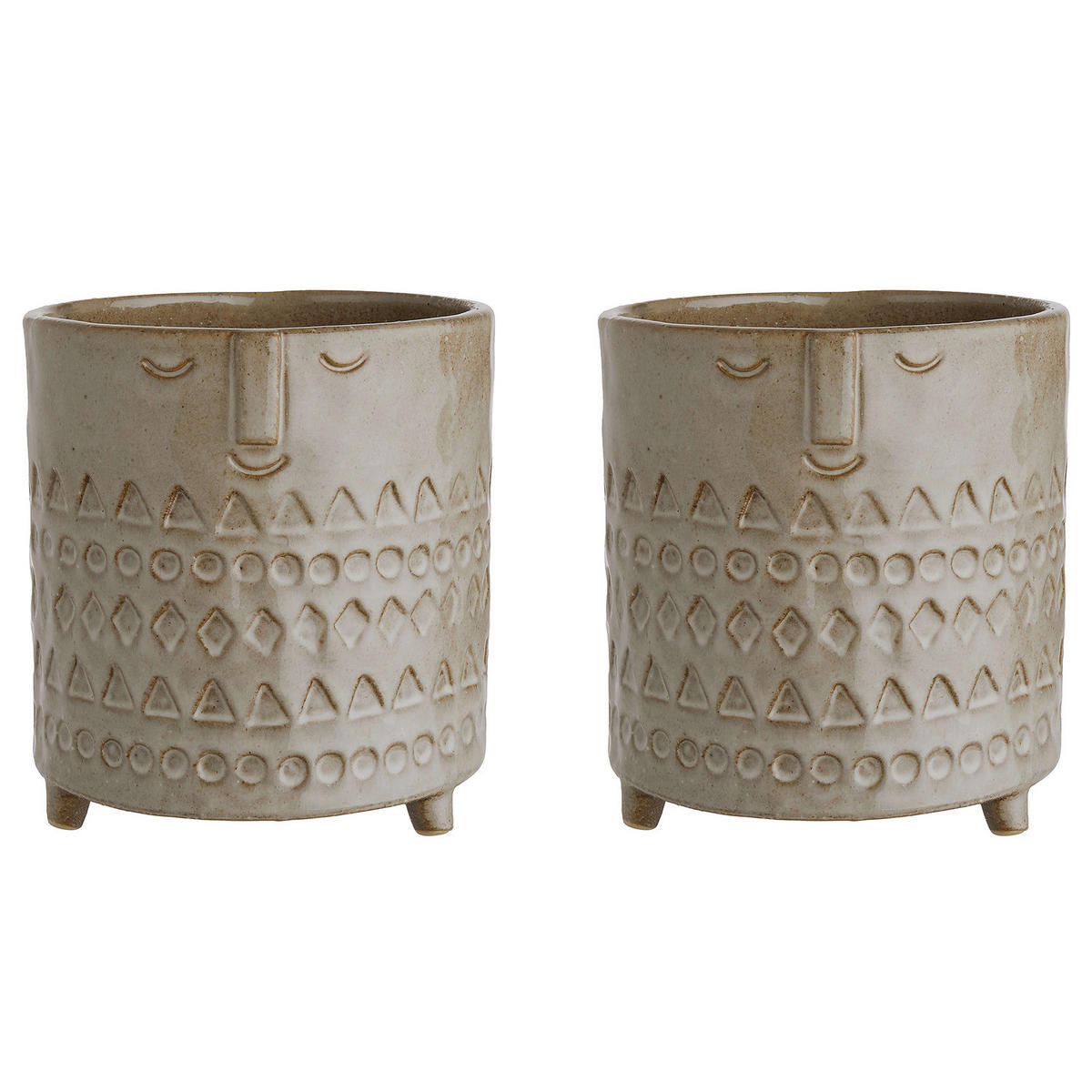 BLUMENTOPF (2er Set) Ethno - Braun, Keramik (15cm) - Butlers