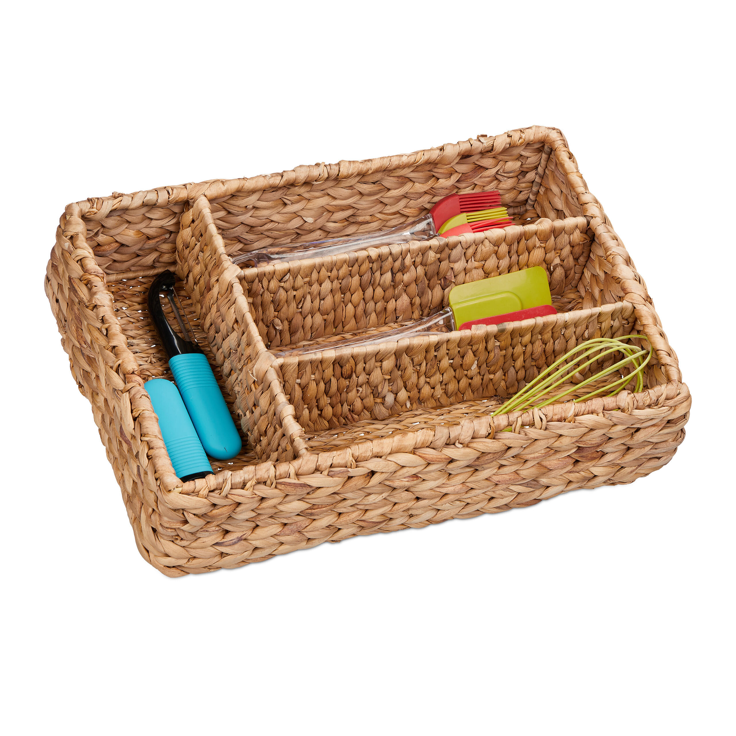 BESTECKKASTEN - Hellbraun, Textil (42/10.5/29cm) - Relaxdays