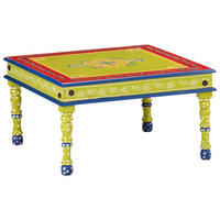 COUCHTISCH Grün Handbemalt Massivholz Mango - Grün, Holzwerkstoff (54/54/30cm) - furnicato