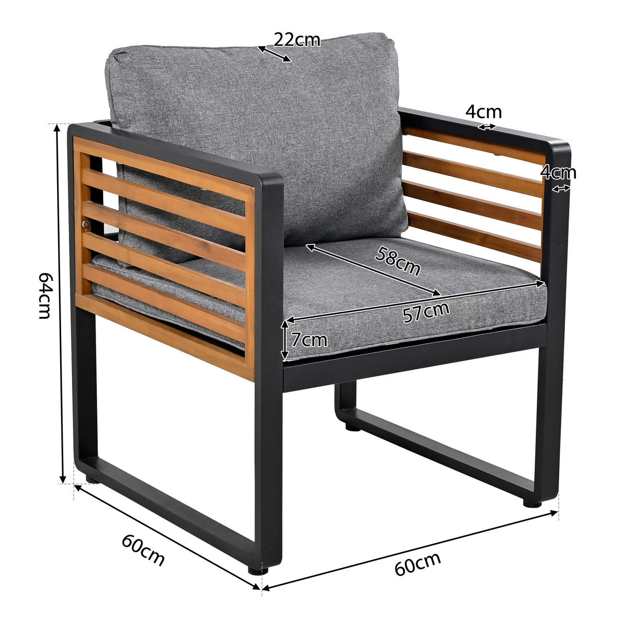 ESSGRUPPE 8-tlg. Grau 2x Sofa 4x Stühle 2x Tisch - Grau, Metall - FLIEKS