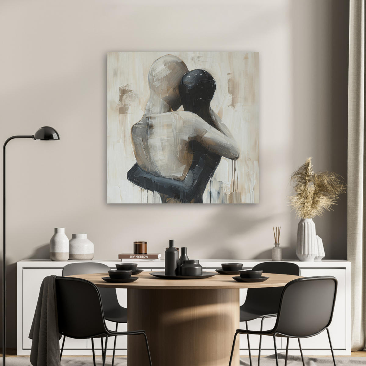 AKUSTIKBILD Abstrakt - Liebe - Schwarz und weiß - Modern Akustikpaneele 80x80 cm - Schwarz, Kunststoff (80/80/0.9cm) - MuchoWow