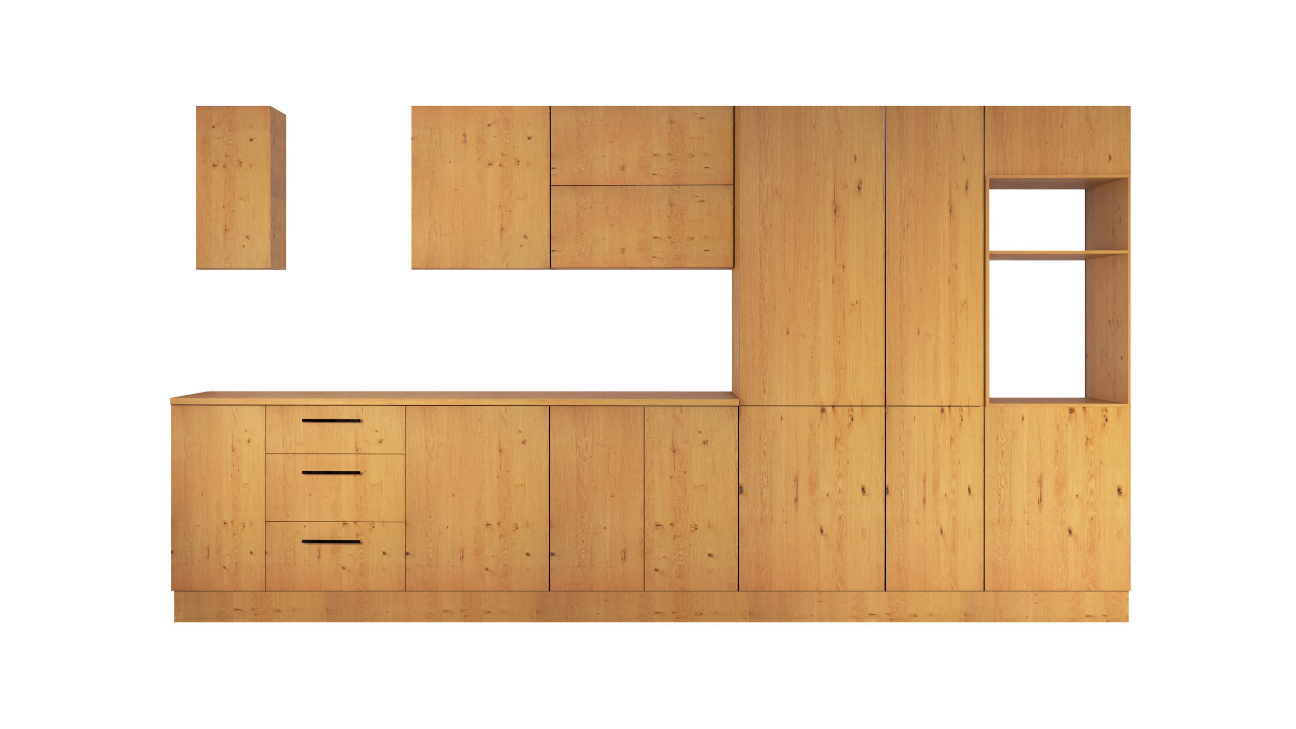 KÜCHENZEILE 400 cm - Nexa KÜ-LN-001 - in Woodline / Matt - Schwarz/Eiche Artisan, Holz/Metall (400/212/58cm) - ROYAL24_MARKT