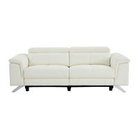 RELAXSOFA - 3 Personen - leder - weiß Breyt - Weiß, Leder (220/77/108cm) - Vente-Unique