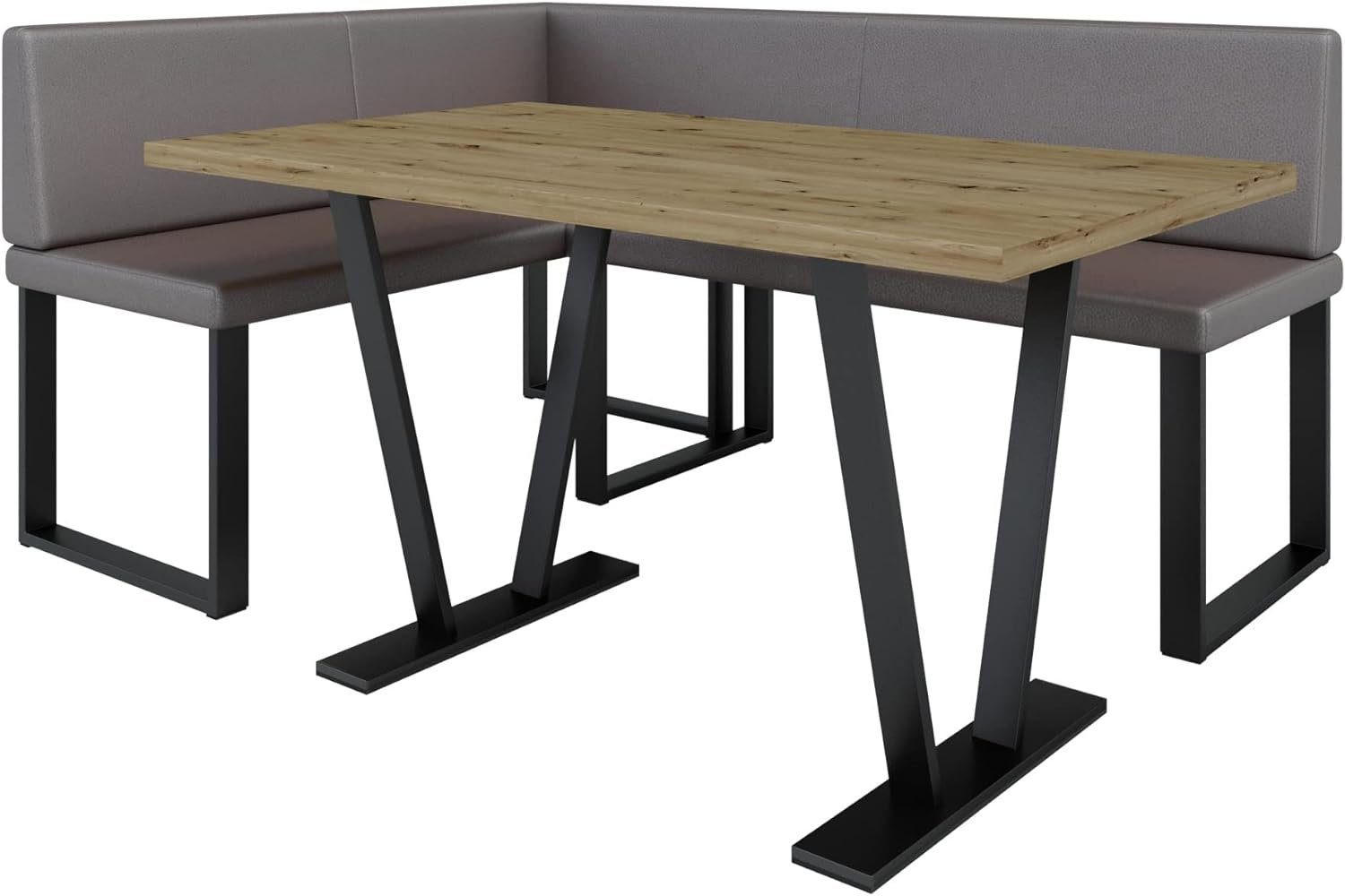 ECKBANKGRUPPE Alina - Kunstleder - 142 x 196 cm - Rechts - Braun - Braun, Leder/Metall (142/87/196cm) - AN-Moebel 4u