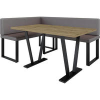ECKBANKGRUPPE Alina - Kunstleder - 142 x 196 cm - Links - Braun - Braun, Leder/Metall (196/87/142cm) - AN-Moebel 4u